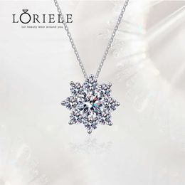 Pendant Necklaces LORIELE Moissanite Necklace For Women D Color VVS1 Excellent Cut Round Diamond Sunflower Pendant Necklace 925 Silver Jewelry J230601