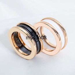 Band Rings Hot selling classic 925 sterling silver black and white ceramic ring women's high-end temperament fashion brand couple Jewellery J230602
