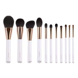 Brushes ENERGY Makeup Brushes Set Goat Pony Fiber Hair Pearl White ABS Handle 11pcs Makeup Tools Professional Brushes Makeup Sets Kits