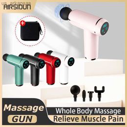 LCD Fascia Gun 4 Massage Heads Full Body Massage to Relieve Muscle Pain Portable Electronic Massager for Shoulder and Leg Relax L230523