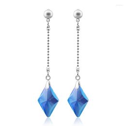 Stud Earrings Luxurious Temperament Fashion Geometry Vintage Long Rhombus Crystal For Girls Women Multiple Colors Jewelry