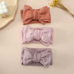 2PCS Hair Accessories Cable Knit Baby Girl Headbands Newborn Bows Infant Elastic Turban Ties Solid Colour