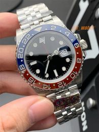 Clean factory Pepsi Watch size40mm with 3186 movement solid axis stereoscopic needle sapphire crystal glass mirror 904L steel case watchband