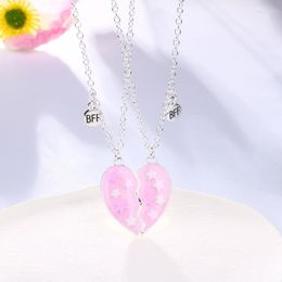 Pendant Necklaces Luoluo&baby 2Pcs/Set Star Heart Broken Friends Necklace Chain BFF Friendship Jewellery Gifts For Girl Kids