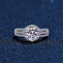 Solitaire Ring 30 Carats Moissanite luxury Wedding Ring Round Brilliant Diamond Halo Engagement Rings For Women Bridal Jewellery Include Box Z0603