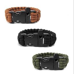 Outdoor Survival Bracelets Hiking Paracord cord Wristbands Emergency Rope Gear Whistle outdoor lifesaving rescue bracelet