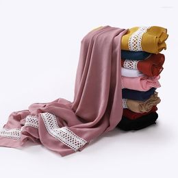 Scarves 180 70Cm Women Bubble Chiffon Lace Scarf For Muslim Plain Long Shawls Turban Arab Headband Shayla Pashmina