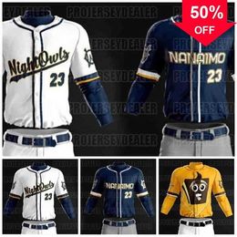 Xflsp GlaC202 Mens 2021 Nanaimo West League WCL NightOwls Bars Custom Baseball Jersey All Stiched Womens Youth