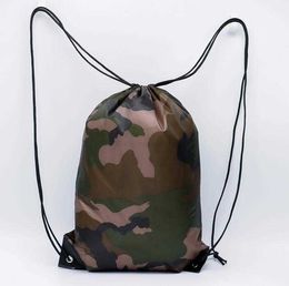 Portable high-capacity Drawstring bag outdoor Camouflage Draw string bag unisex Drawstring backpack waterproof fitness workout shoes bag