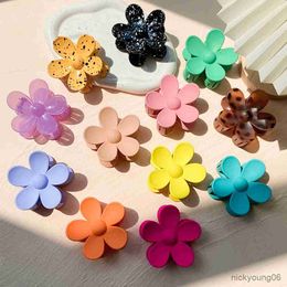 Hair Accessories 1Pcs Women Solid Color Flower Acrylic Claw for Girls Sweet Pearl Clamps Crab Headband Clips