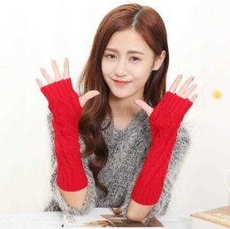 Women Knitted Arm Sleeve Multi Colours Fashion Lady Mittens Keep Warm knit Gloves For Autumn Winter Top Quality long acrylic gloves