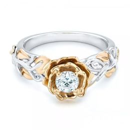 Band Rings Austrian Cz Crystal Accessory Inifite Love Delicate Rose Flower Ring Lady Jewellery For Bride Drop Delivery Dh94B