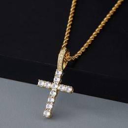 European and American Zircon Cross Necklace Female High Sense Simple and Light Luxury Pendant Female Classic
