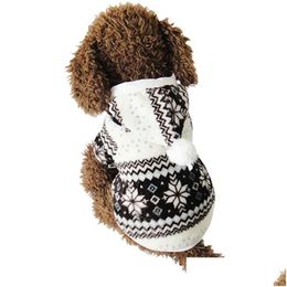 Dog Apparel Soft Winter Warm Pet Clothes Christmas Cozy Snowflake Dot Costume Clothing Jacket Teddy Hoodie Coat For Small Drop Deliv Dhlmr