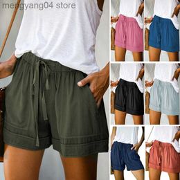 Women's Shorts Casual Shorts Women New Summer High Waist Lace Up Pocket Loose Wide-leg Shorts Ladies Leopard Plus Size 5XL Shorts T230603