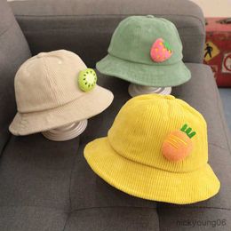 Hair Accessories Cute Fruit Corduroy Baby Hat Spring Autumn Breathable Kids Bucket Sun Outdoor Children Girl Boy Fisherman Caps