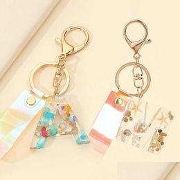 Keychains Lanyards Acrylic Butterfly Letter English Alphabet Crystal Women Key Chains Ring Tassels Keyring Holder Pendent Gift Acc Dhraj