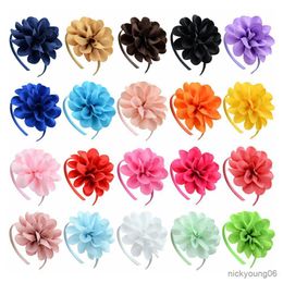 Hair Accessories New Fashion Multicolor Solid Big Flower Hairbands Princess Ribbon Decoration Kids Wholesale