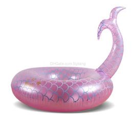 New inflatable mermaid swim ring hot Mermaid swimming circle floating fish tail mattress floats animal seat rings beach toy