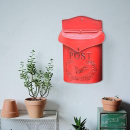 Garden Decorations Wall Mounted Post Box Retro Mount Mailbox Iron spaper Letter Decoration Crafts Santa Vintage Outside 230603