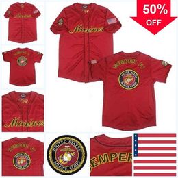 Xflsp GlaA3740 Mens U.S.Marines 100% Stitched High quality Custom your name your number Red S-4XL Baseball Jersey