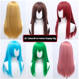 Cosplay Wigs DIFEI 24 inch synthetic long cosplay wig for women blonde red pink gray purple for straight anime hair halloween party hair 230602