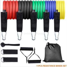 150 pound 11 pieces set resistance band strong rubber tube pulling euipment gym body builing muscle training bands home exercise yoga tool