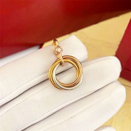 luxury necklace womens silver double rings pendants necklaces solid gold chain mens 18k white gold filled cutomize steel Link chains fashion Jewellery