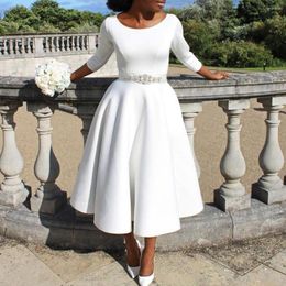 Casual Dresses Luxury Crystal Women White Dress Oversized Party Birthday Weddings Designer Festivals Evening Three Quarter Sleeves