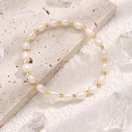 Strand Pearl Bracelet Women Natural Beaded With Yellow Beads Simple Generous To Send Friends Surprise Gifts