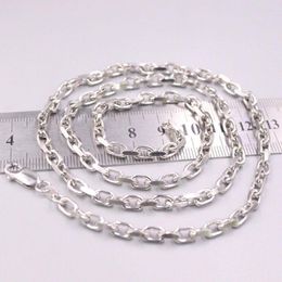 Chains Solid 925 Sterling Silver 4mm Cable Link Chain Necklace 23.6inch S925