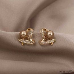 Charm Trendy Small Heart Champagne Pearl Earrings Fashion Jewelry Wedding For Women Party Luxury Square Pendant Earring R230603