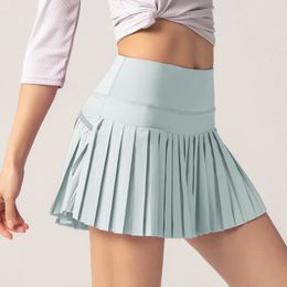 Skirts Summer Women Sports Anti Exposure Pleated Golf Tennis Skirts Fitness High Waist Elastic Athletic Run Shorts With Pocket 230603