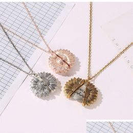 Pendant Necklaces Fashion Jewellery Opened Sunflower Necklace Doublesided Lettering Clavicle Chain Drop Delivery Pendants Dhnad