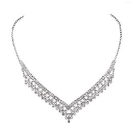 Necklace Earrings Set 2pcs Bridal Wedding Jewellery Sparkling Two-piece For Brides Bridesmaid Prom Costume Accessories