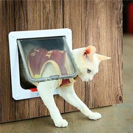 Cages S/m/l 2 Colours Cat Flap Door with 4 Way Flap Door Safety Small Lock for Cat Cat Kitten Pet Door Kit Cat Puppy Security Door