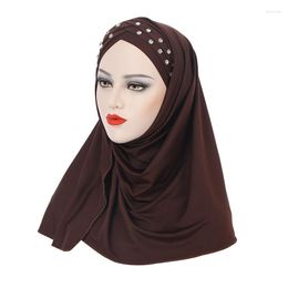 Ethnic Clothing Ramadan Eid Muslim Women Hijab Inner Cap Set Solid Headwear Elegant Classic Underscarf Rhinestone Shawls Islamic Turban