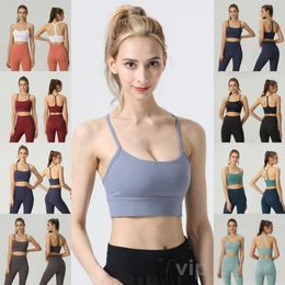 Lu Align Lu Girl Sport Y Style Yogas Bra Shockproof With Removable Workout Sexy Top Gathering Fitness Yoga Vest Athletic Underwear Wireless Tanks Women