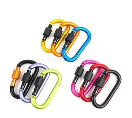 Outdoor Aluminium Alloy D Shape Safety Buckle With Lock Aluminium Alloy Climbing Button Carabiner portable hang buckle Camping Hiking Hook