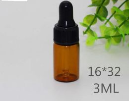 500pcs 1ml 2ml 3ml Amber glass dropper bottles w/Black cap,Essential oil bottle, Small Perfume vials, Sampling Storage