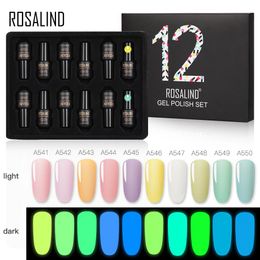 Medicine Rosalind Manicure Set Vernis Semi Permanent Luminous Color Gel Nail Polish Hybrid Varnishes 12pcs/lot Semi Permanent Gel Polish