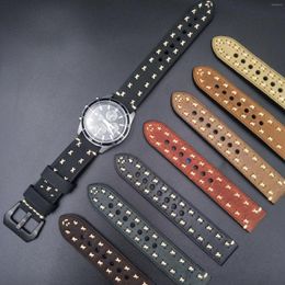 Watch Bands Handmade Watchbands 22mm 24mm Genuine Leather Vintage Band Strap Black Buckle Men Women Belt Accessorie