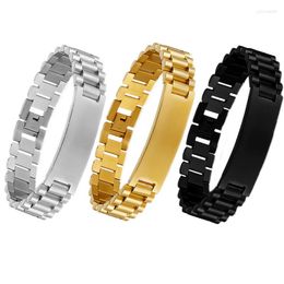 Link Bracelets Mens Simple 15mm Stainless Steel Chain For Women Unisex Wrist Jewellery Bijoux Mothers Day Gift Items 2023