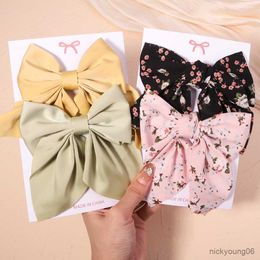 Hair Accessories 2Pcs/Set Dot Floral Print Clips For Women Girls Bow Hairpins Pastoral Retro Style Big Bowknot