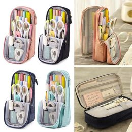 School Pencil Cases Kawaii Canvas Stationery Box Foldable Case Storage Organiser Pouch