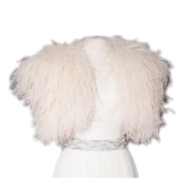 Fur 100% Real Ostrich Feather Fur Jacket Lady Women Evening Gown Wedding Dress Bridesmaid Wraps Shawls Brial Bolero