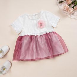 Girl Dresses 0-2 Year Old Born Clothing Baby Dress Round Neck Short Sleeve A-line Skirt