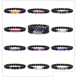 Beaded 16 Colors Energy Bead Bracelet 8Mm Black Matted Stone Classic Punk Rock Friendship Pseiras Fashion Jewelry Drop Delivery Brace Dhohb