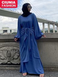 Sets Muslim Sets Fashion Long Sleeve Maxi Kaftan Turkey Arabic Islamic Clothing Evening Dresses Black Abaya Twopieceset Modest Robe