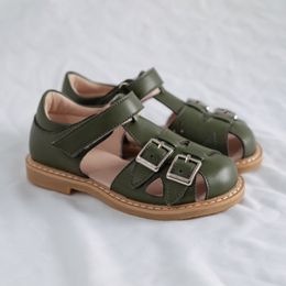 Sandali da bambina in vera pelle di vacchetta scarpe romane suola morbida in tessuto per bambini estivi Baby Princess 230602
